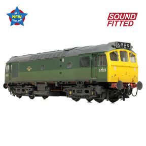 Bachmann 32-342SF OO Gauge Class 25/2 D7525 BR Two Tone Green Full Yellow Ends Weathered DCC Sound Fitted