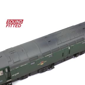 Bachmann 32-492SF OO Gauge Class 40 40039 BR Green Full Yellow Ends Disc Headcodes Weathered DCC Sound Fitted