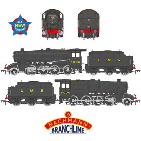 Bachmann 35-225 OO Gauge LMS 8F 2-8-0 8036 LMS Black Riveted Tender