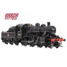 Graham Farish 372-626ASF N Gauge LMS Ivatt 2MT 46477 BR Lined Black Early Crest DCC Sound Fitted