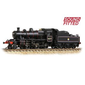 Graham Farish 372-626ASF N Gauge LMS Ivatt 2MT 46477 BR Lined Black Early Crest DCC Sound Fitted