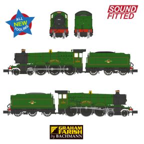 Graham Farish 372-011SF N Gauge GW 49xx Hall 4-6-0 4936 'Kinlet Hall' BR Green Late Crest DCC Sound Fitted