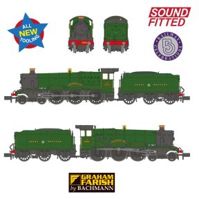 Graham Farish 372-450SF N Gauge GW Modified Hall 4-6-0 6960 'Raveningham Hall' GW Green GW Crest DCC Sound Fitted