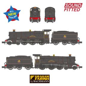 Graham Farish 372-451SF N Gauge GW Modified Hall 4-6-0 7904 'Fountains Hall' BR Black Early Crest DCC Sound Fitted