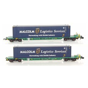 Graham Farish 377-353-SH N Gauge Intermodal Bogie Wagons With Two Containers Malcolm Logistics