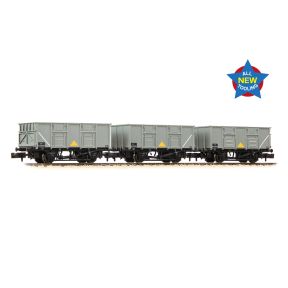 Graham Farish 378-055 N Gauge BR 24.5 Ton Mineral 3-Wagon Pack BR Grey