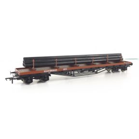 Bachmann 38-158-SH OO Gauge BDA Bogie Bolster Wagon BR Bauxite With Steel Pipes
