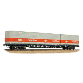 Bachmann 38-626B OO Gauge BR FFA Freightliner Flat Inner Wagon BR Blue With 3 x Type L Freightliner Containers