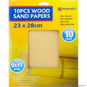 Marksman 68074C Wood Sand Papers Pack Of 10