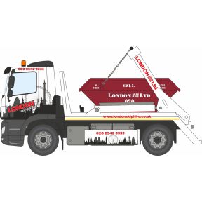 Oxford Diecast 76DSL002 OO Gauge DAF Skip Lorry London Skip Hire