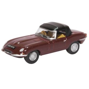 Oxford Diecast 76ETYP012 OO Gauge Jaguar E Type Soft Top Imperial Maroon