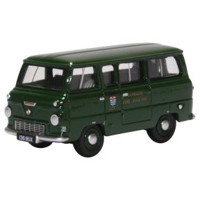 Oxford Diecast 76FDE016 OO Gauge Ford 400E Minibus London Fire Brigade Green