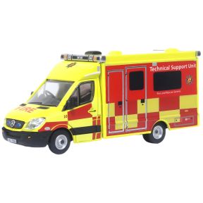 Oxford Diecast 76MA008 OO Gauge Mercedes Ambulance Bedfordshire Fire & Rescue Support Unit