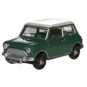 Oxford Diecast 76MN003 OO Gauge Almond Green And Old English White Austin Mini