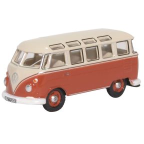Oxford Diecast 76VWS001 OO Gauge VW T1 Samba Bus Sealing Wax Red And Beige Grey