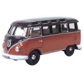 Oxford Diecast 76VWS012 OO Gauge VW T1 Samba Bus Sealing Wax Red/Chestnut Brown