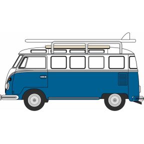 Oxford Diecast 76VWS016 OO Gauge VW T1 Samba Bus/Surfboards Gulf Blue/White