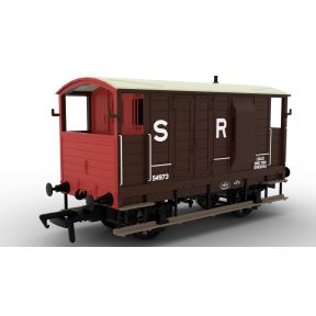 Rapido 820010 OO Gauge LSWR/WD 20 Ton Brake Van Pre 1936 SR Brown No.54973