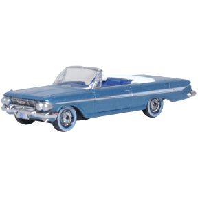 Oxford Diecast 87CI61006 HO Gauge Chevrolet Impala 1961 Jewel Blue/White