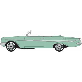Oxford Diecast 87CI61007 HO Gauge 1961 Chevrolet Impala Convertible Arbor Green
