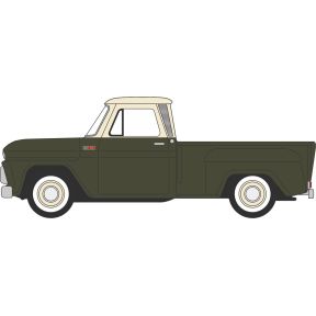 Oxford Diecast 87CP65008 HO Gauge 1965 Chevrolet Stepside Pickup Dark Green/Ivory