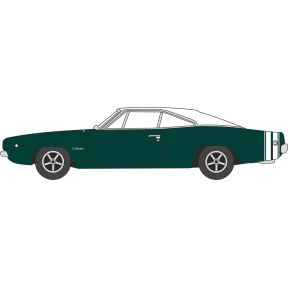Oxford Diecast 87DC68005 HO Scale 1968 Dodge Charger Racing Green/White
