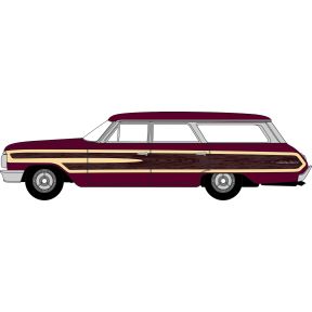 Oxford Diecast 87FC64003 HO Gauge 1964 Ford Country Station Wagon Squire Vintage Burgundy