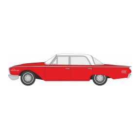 Oxford Diecast 87FF60001 HO Gauge 1960 Ford Fairlane Sedan 500 Town Monte Carlo Red/Corinthian White