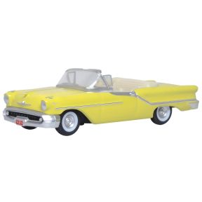 Oxford Diecast 87OC57001 HO Scale Oldsmobile 88 Convertible 1957 Coronado Yellow Roof Down