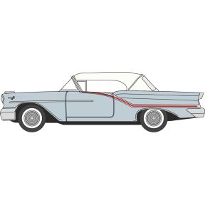 Oxford Diecast 87OC57003 HO Scale 1957 Oldsmobile 88 Convertible (Closed) Juneau Gray/Accent Red/White