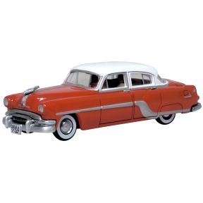 Oxford Diecast 87PC54004 HO Scale Pontiac Chieftan 4 Door 1954 Coral Red/Winter White