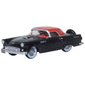 Oxford Diecast 87TH56008 HO Scale Ford Thunderbird 1956 Raven Black/Fiesta Red