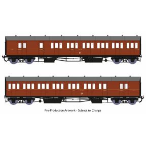 Rapido 946009 OO Gauge GW Diagram E140 B Set Coaches No.6409 & 6410 GW Wartime Brown