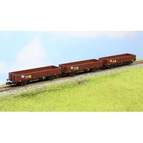 Rapido 956001 N Gauge BR 45 Ton OAA Open Wagon Bauxite with ABN yellow spot Triple Pack