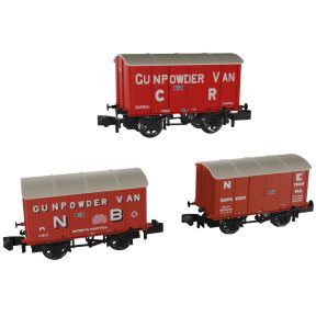 Rapido 961007 N Gauge Triple Pack GW Iron Minks Scotland And Borders Gunpower Vans