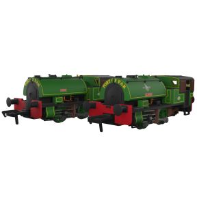 Rapido 968002 OO Gauge Port Of Par Bagnall 0-4-0ST Twin Pack Lined Light Green As Preserved