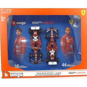 Bburago 18-36856F Twin Car Set Ferrari SF-25 2025 Twin Pack Hamilton & Leclerc Diecast Models