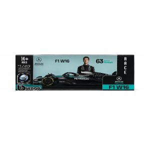 Bburago 18-38238R No.63 George Russell Mercedes-AMG F1 W16 E With Helmet 2025 Season Diecast Model