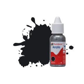 Humbrol DB0021 No.21 Black Gloss 14ml Acrylic Paint Dropper Bottle