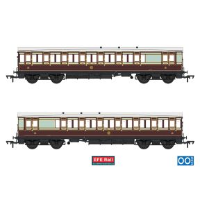 EFE Rail E86028 OO Gauge 54ft Non Corridor Brake Third Coach Caledonian Railway Plum & Off White No.1301