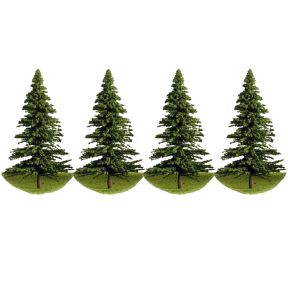 K&M Trees F600 125mm Tall Green Fir Trees Pack Of 4