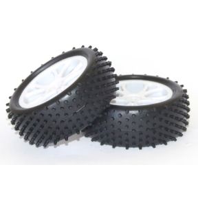 FTX FTX6300W Pair Of Vantage Front Buggy Tyre Mounted on Wheel White