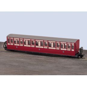 Peco GR-622A OO-9 Ffestiniog Railway Bowsider Long Coach Red And Cream No.19