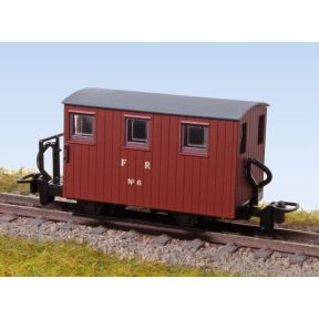 Peco GR591A OO-9 Ffestiniog Railway Quarryman Brake Van No.6 Single Balcony Brown