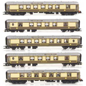 Arnold HNBB-SH N Gauge Brighton Belle Umber & Cream Small Yellow Panels 5 Car Train Pack