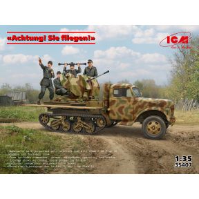 ICM 35407 Achtung! Sie fliegen! Sd.Kfz.3b With 2cm Flak 38 And Crew Plastic Kit