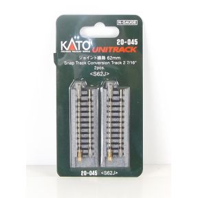 Kato K20-045 N Gauge Unitrack (S62J) Straight Conversion Track 62mm (Pack Of 2)
