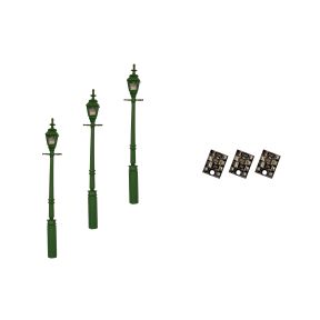 DCC Concepts LML-GSGR OO Gauge Gas Street/Platform Lamps Green 3 Pack