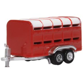 Oxford Diecast NFARM004 N Gauge Livestock Trailer Red