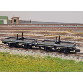 Peco NR1153M N Gauge Twin Single Bolster Wagons LMS Grey